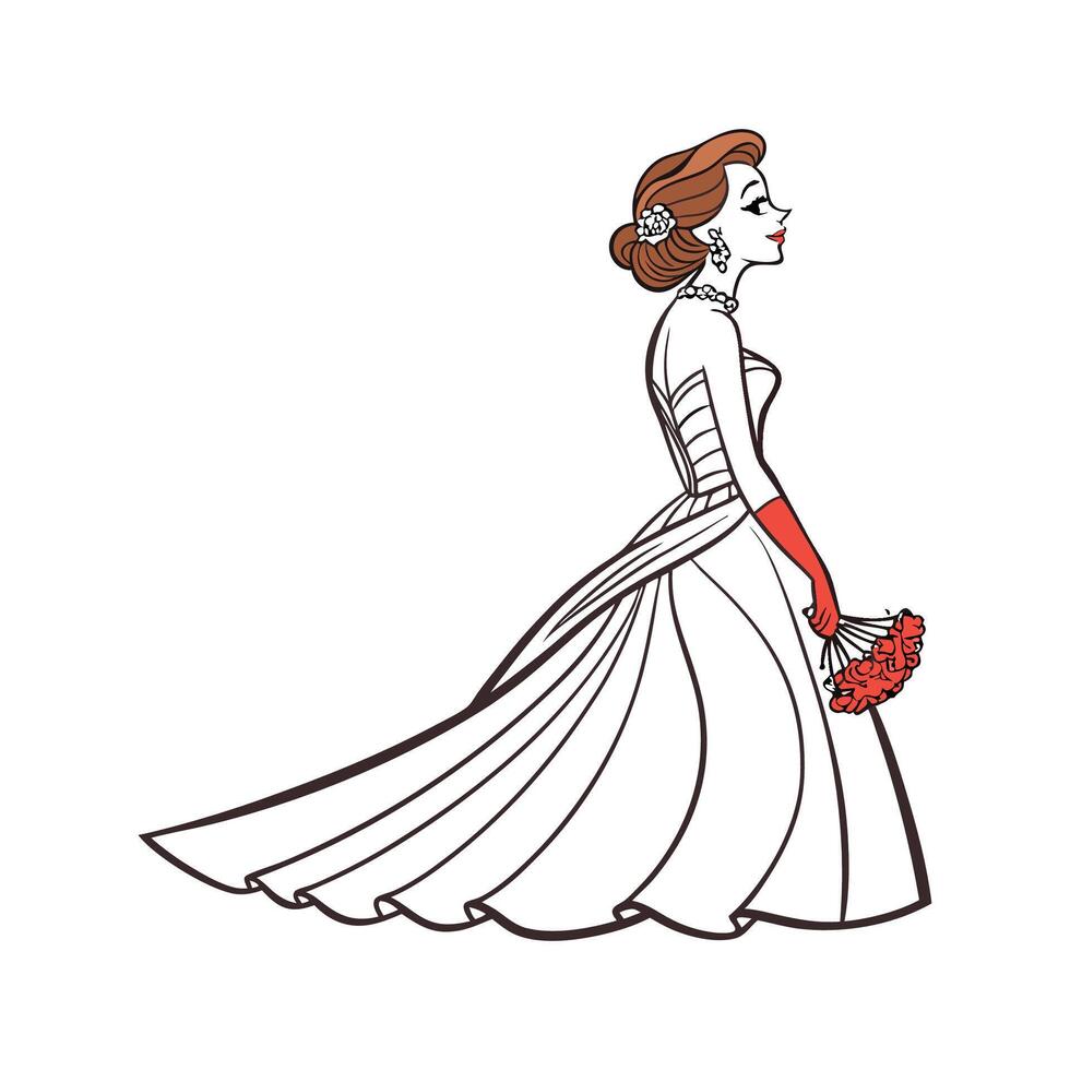 Elegant Glamorous Bridal Model. vector