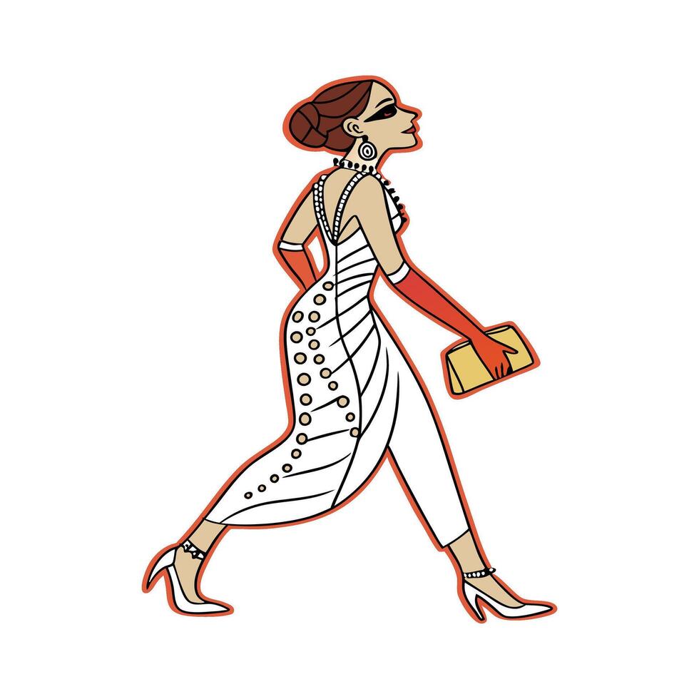 Elegant Glamorous Fashion Gala Model. vector