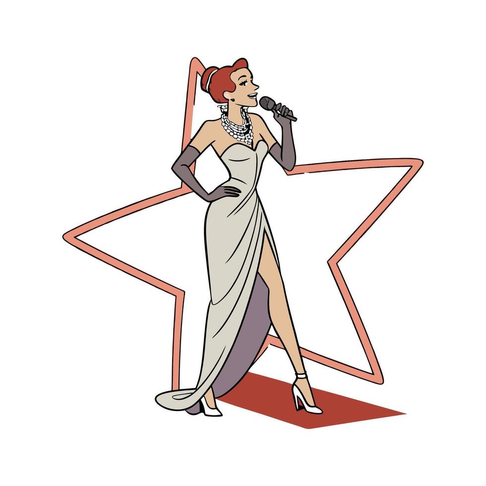 Elegant Glamorous Red Carpet Model Design. vector