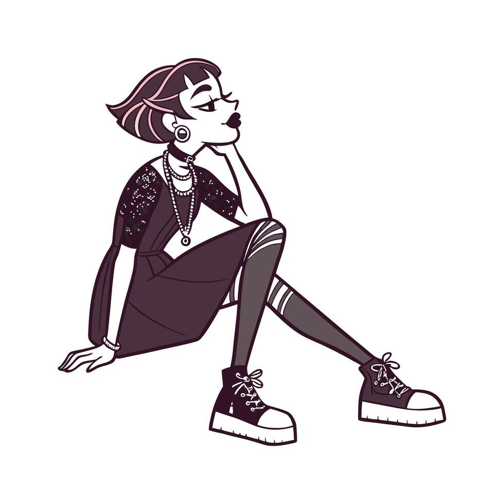 Bold Gothic Fashion Model. vector