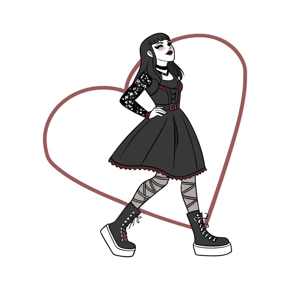 Trendy Gothic Fashion Model. vector