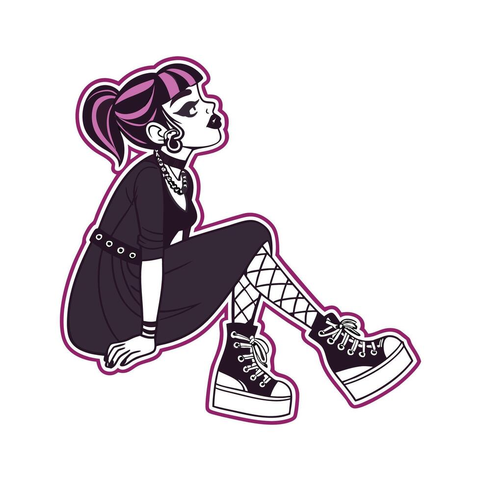 Charming Gothic Fashion Model. vector