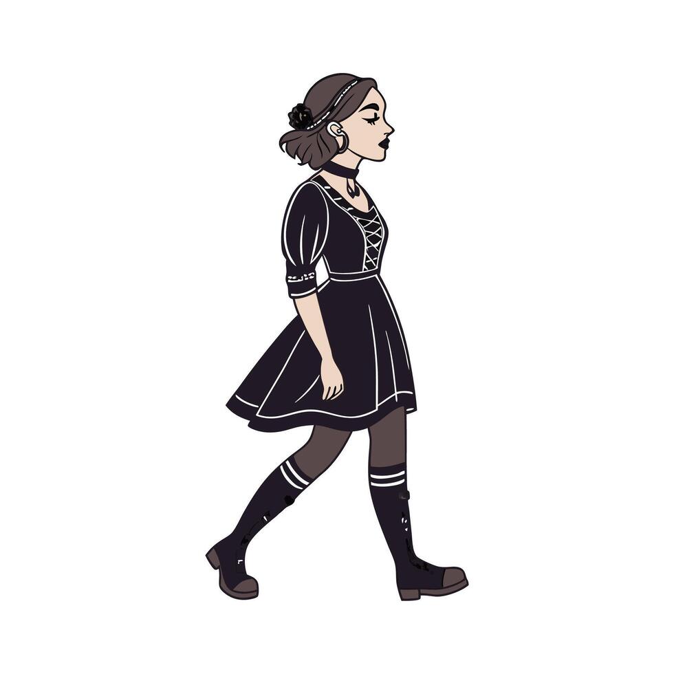 Bold Gothic Glam Fashion Model. vector