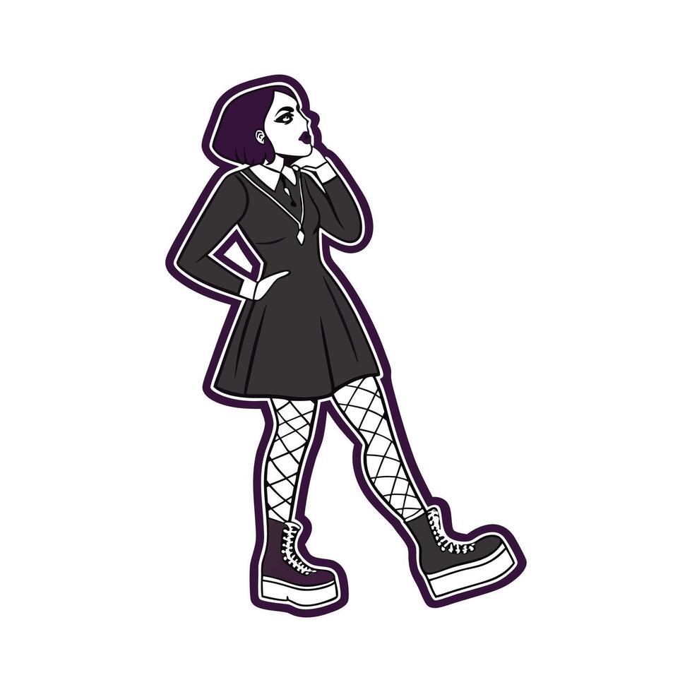 Bold Gothic Glamour Fashion Model. vector