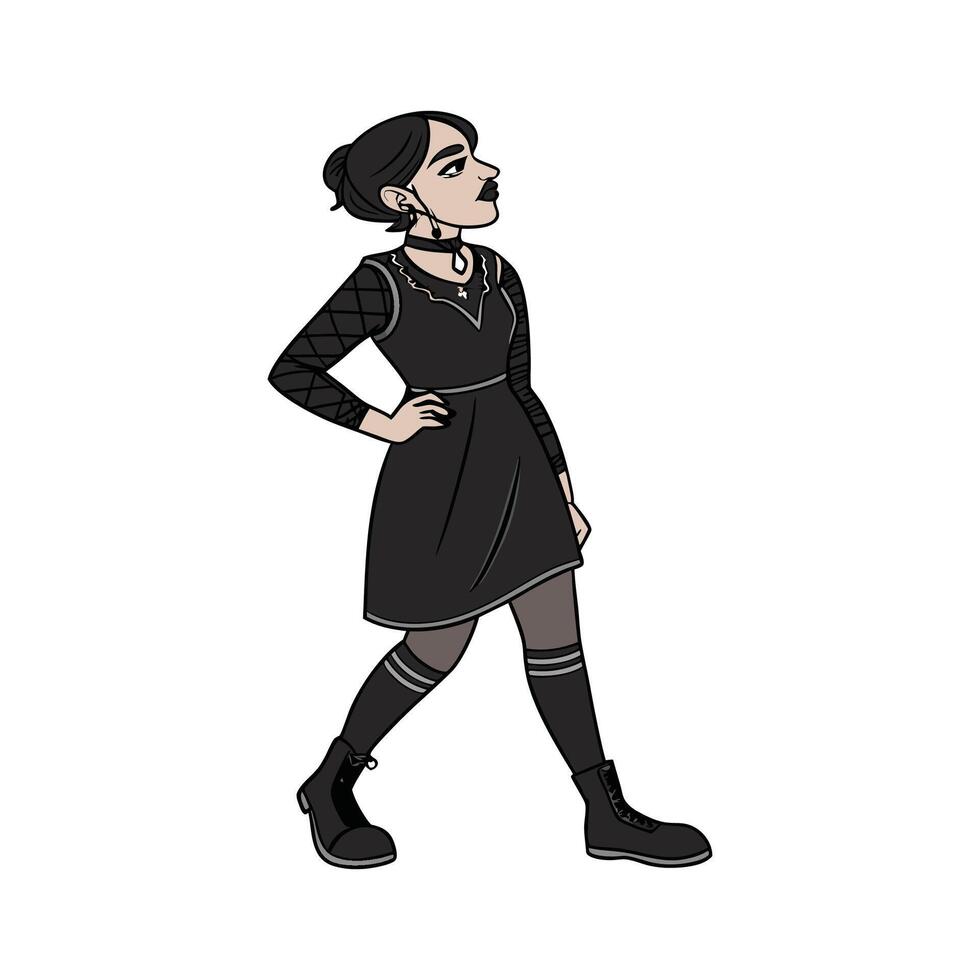 Elegant Gothic Glam Fashion Model. vector