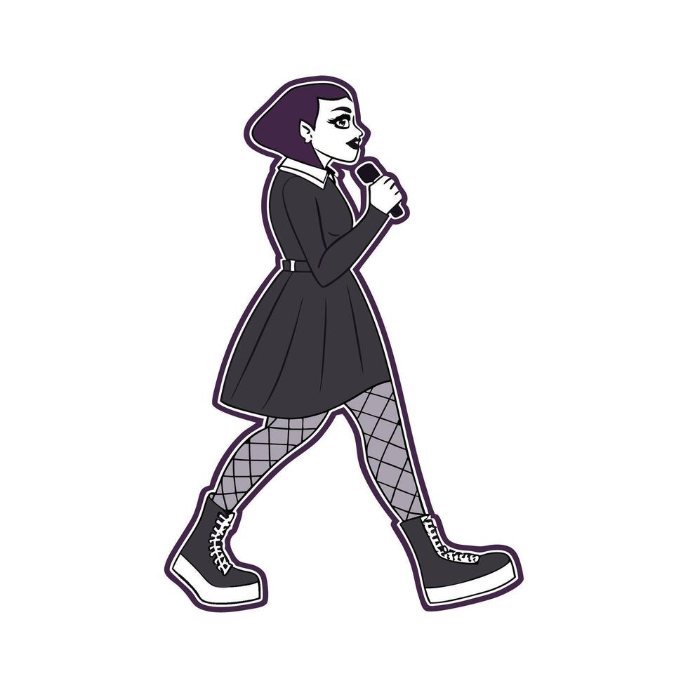 Elegant Gothic Glamour Fashion Model. vector