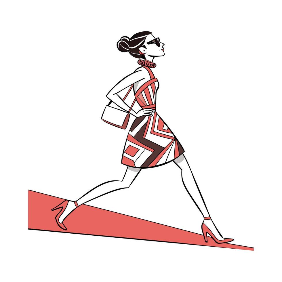 Trendy High Fashion Runway Model Design. vector