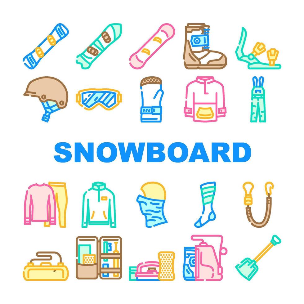 snowboard freestyle icons symbol set vector