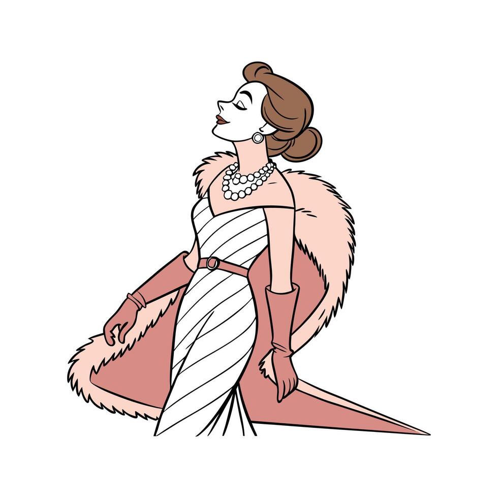 Bold Luxury Fashion Gala Model. vector