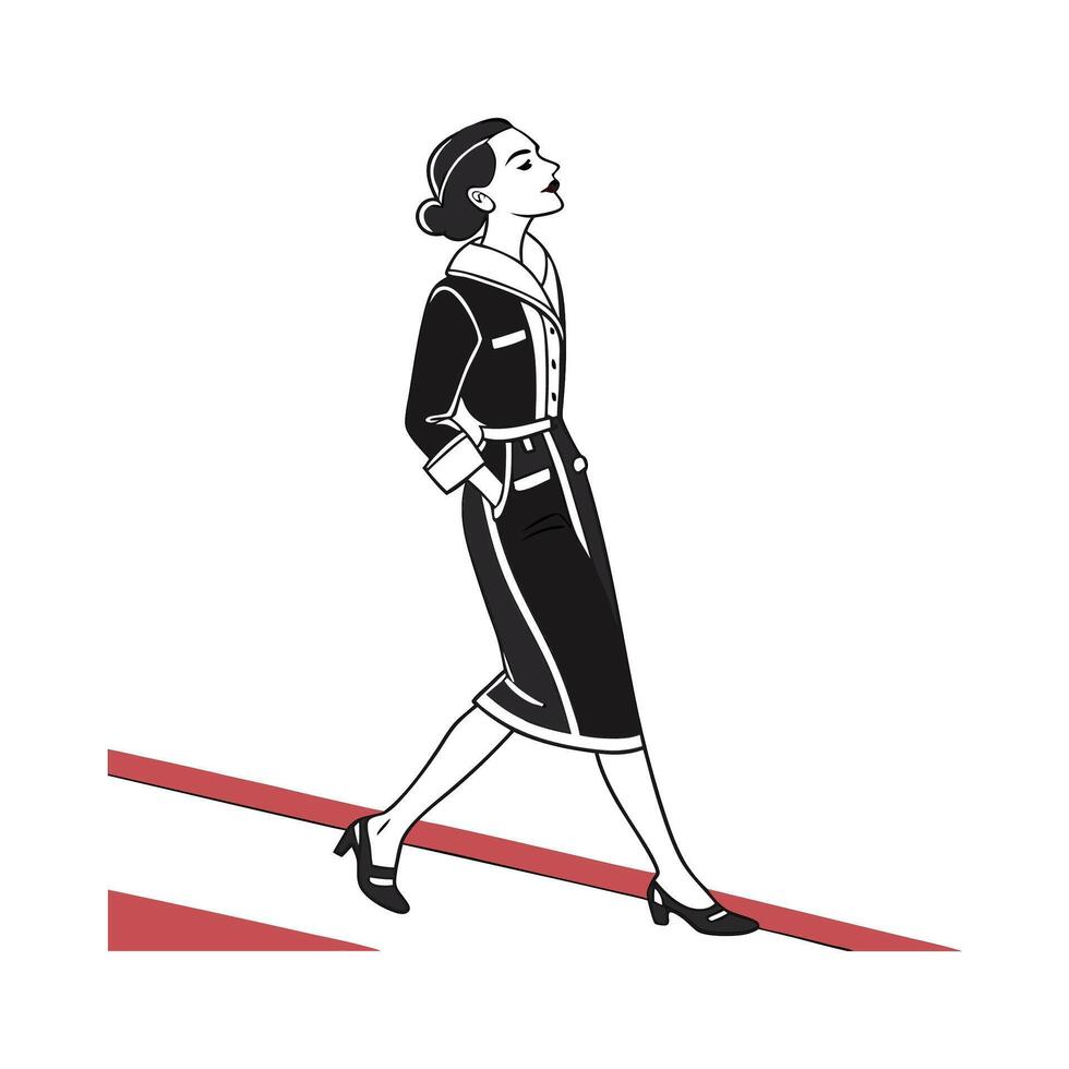 Elegant Minimalist Black and White Fashion Model. vector