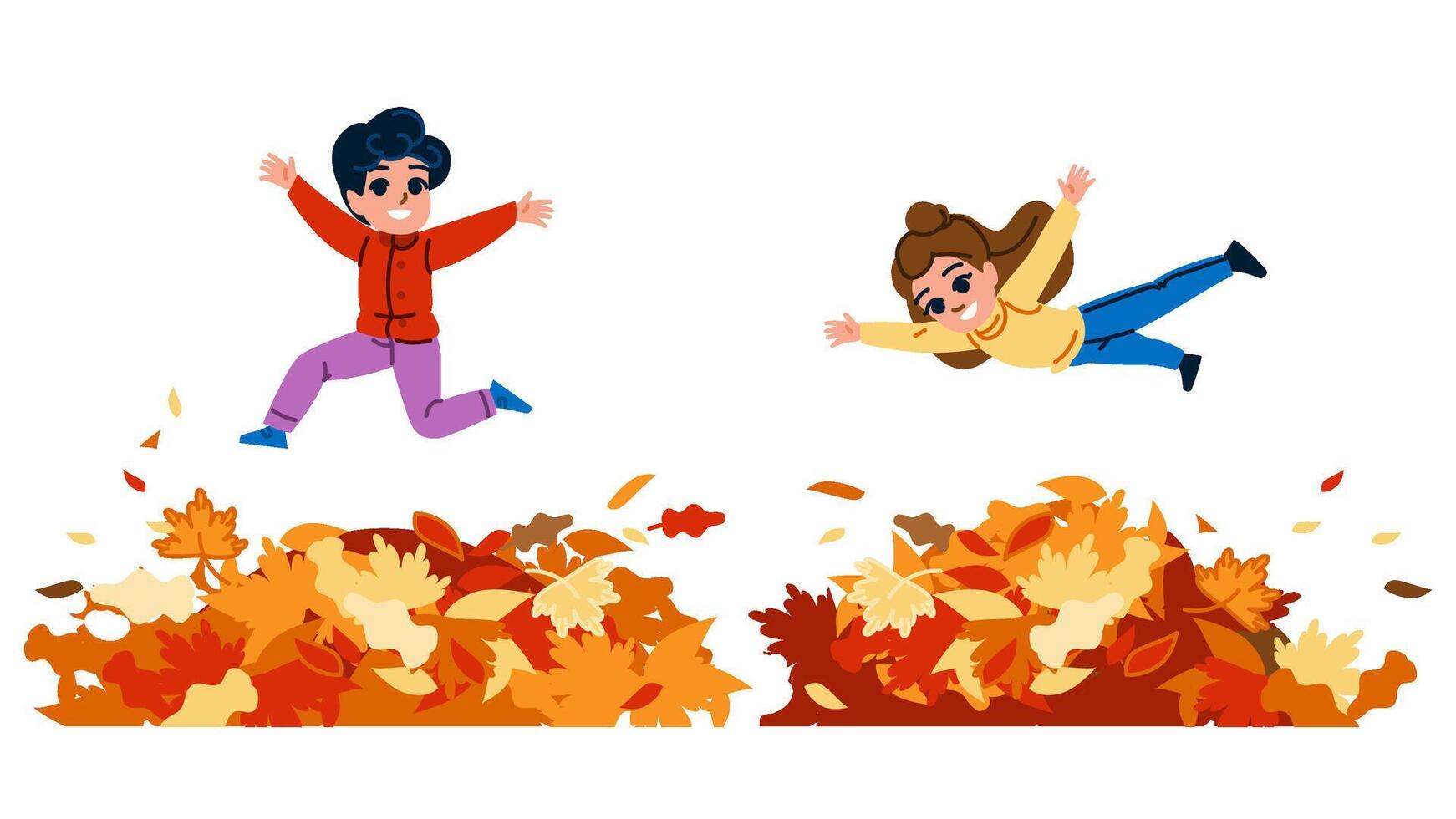 play autumn kid jump vector