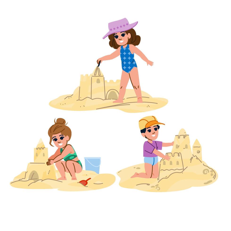bucket beach building sandcastle vector
