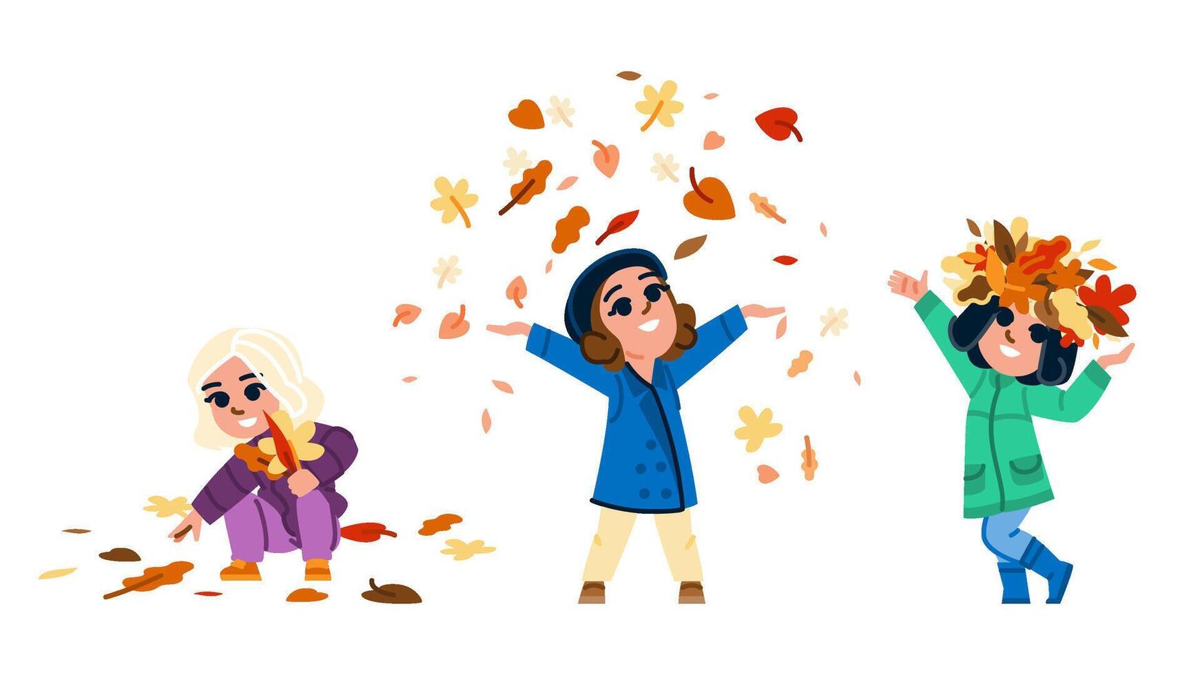 nature collecting autumn leaves vector