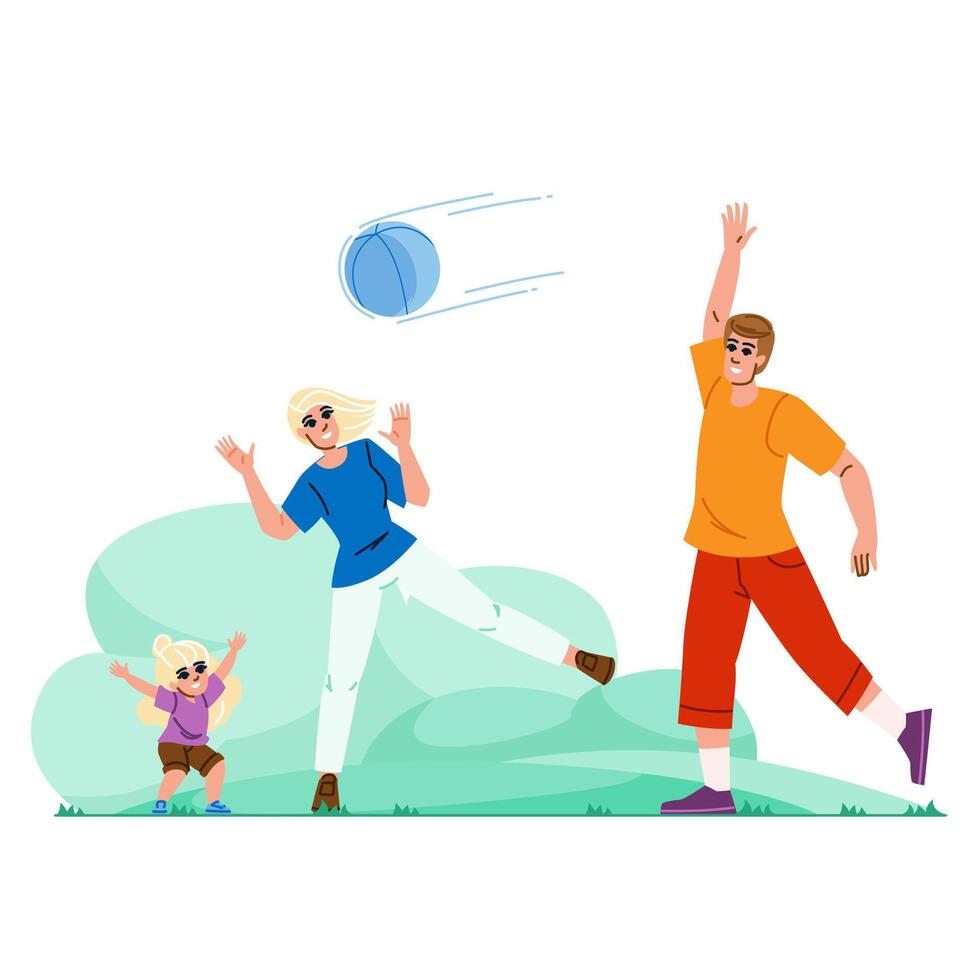 play family playing catch vector