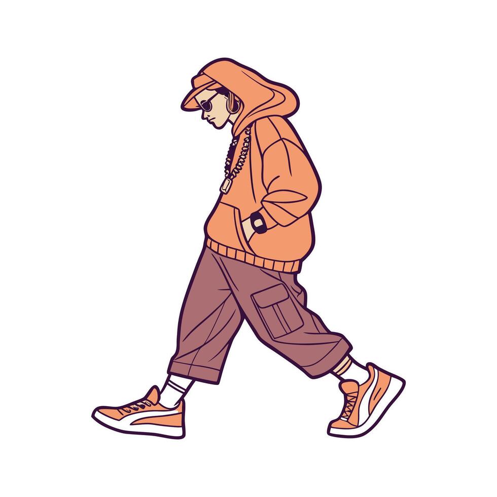 Chic Modern Street Style Model. vector