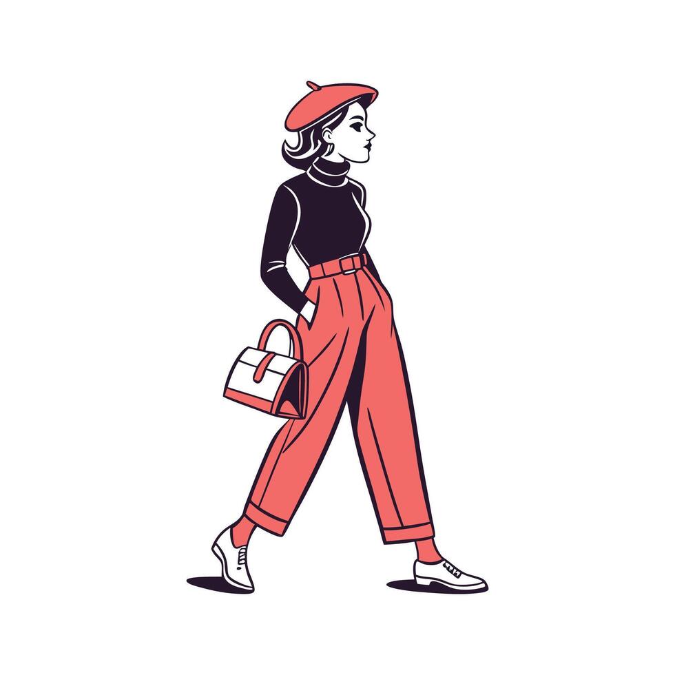 Chic Parisian Model. vector