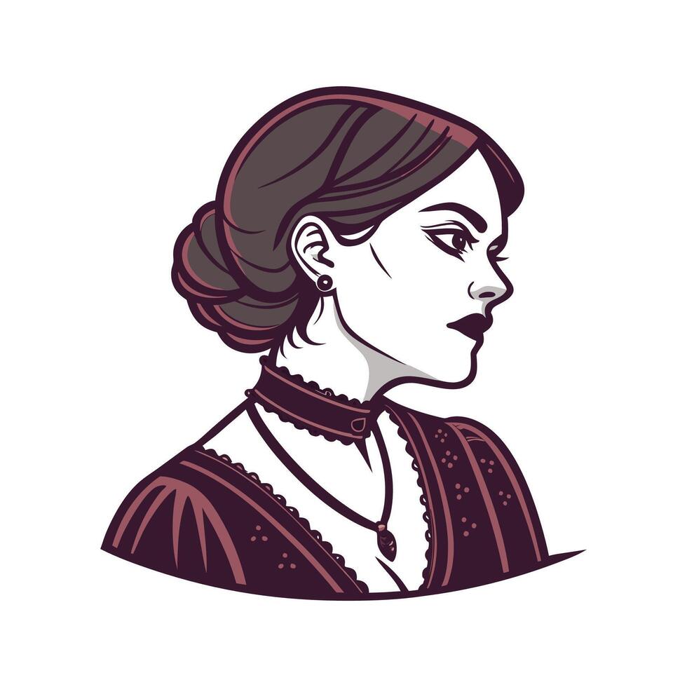 Trendy Mysterious Gothic Fashion Model 2. vector