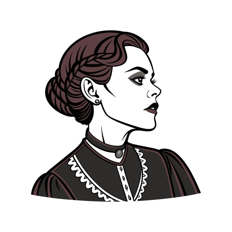 Elegant Mysterious Gothic Fashion Model 3. vector
