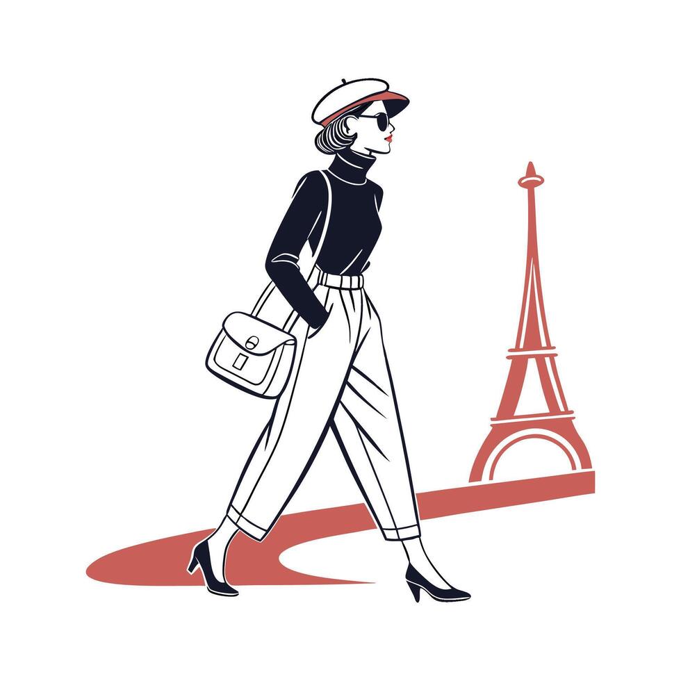 Vibrant Parisian Model 3. vector