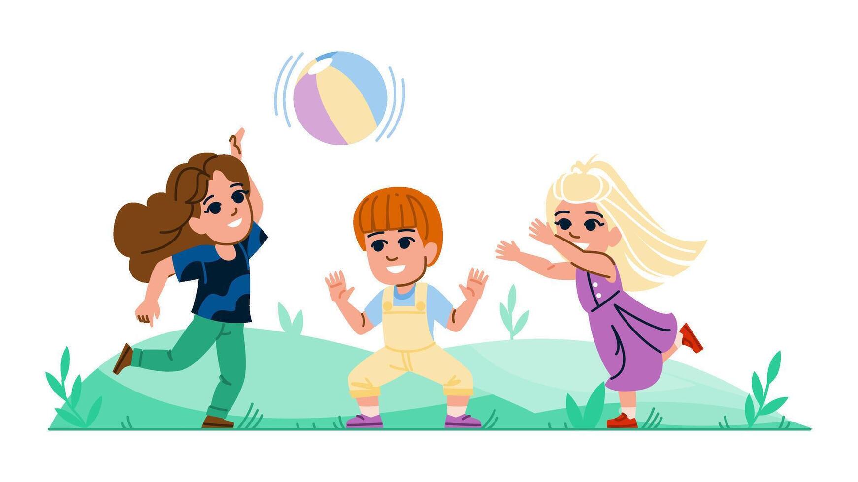 throw kids playing catch vector