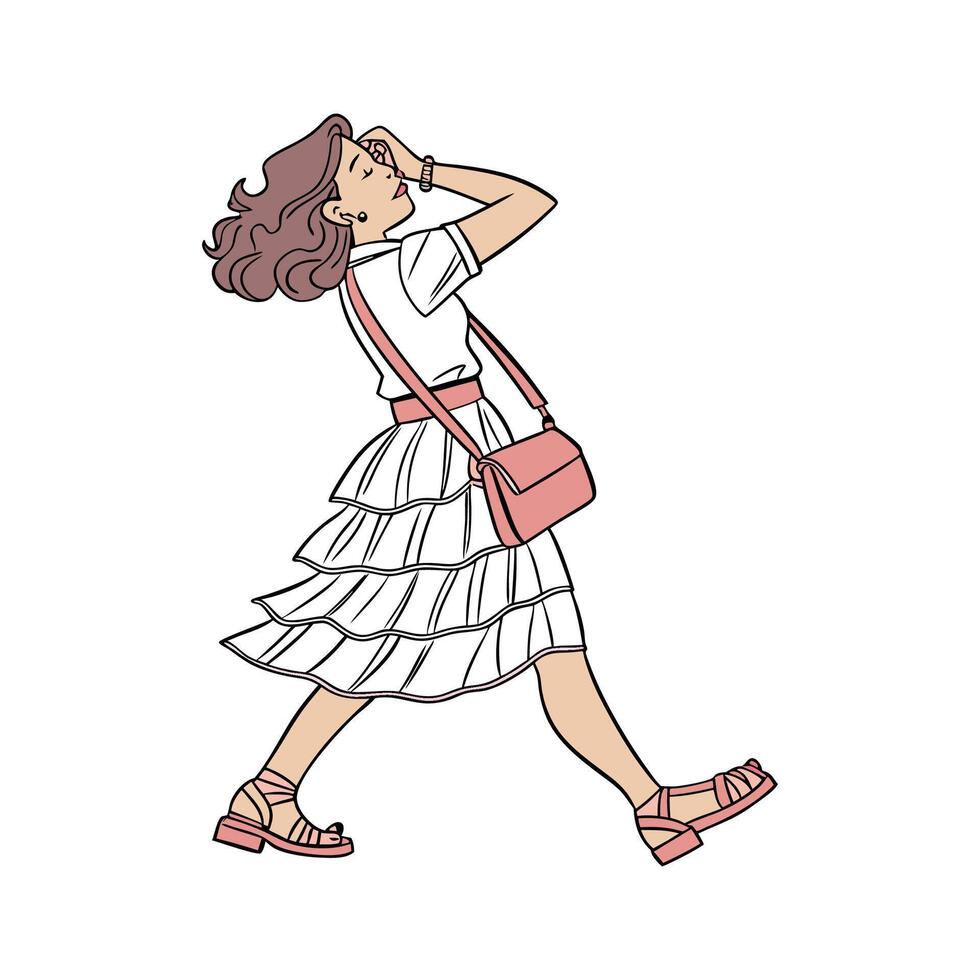 Trendy Playful Tiered Skirt Model 1. vector