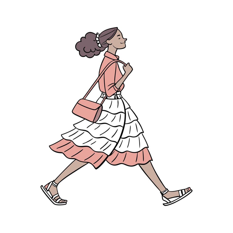 Elegant Playful Tiered Skirt Model 3. vector