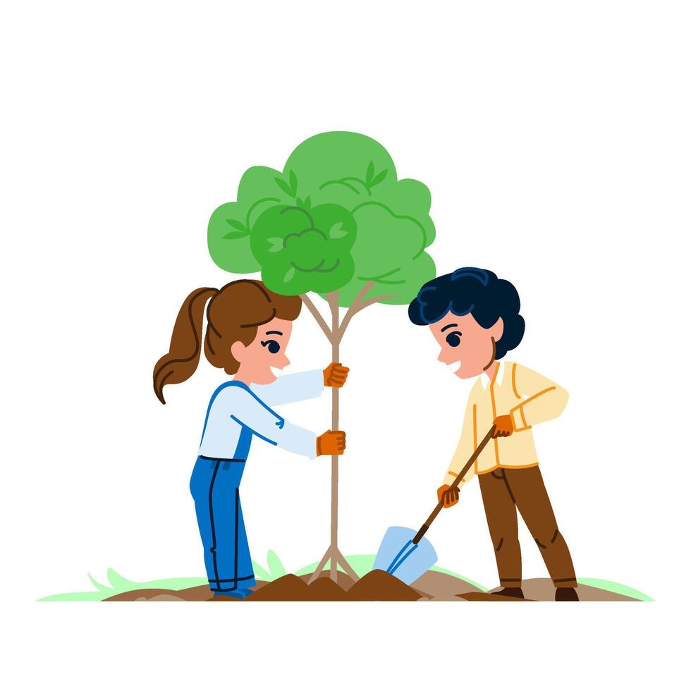 environment planting tree kid vector