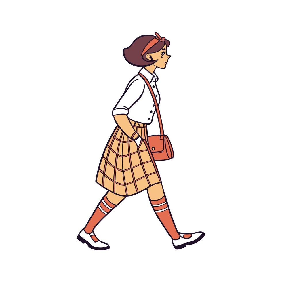 Stylish Preppy Cartoon Model. vector