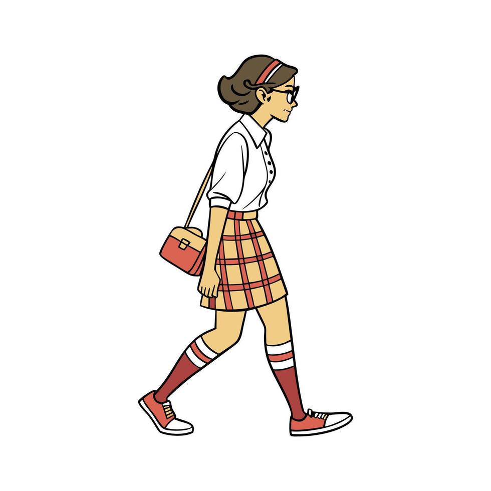 Chic Preppy Cartoon Model 1. vector