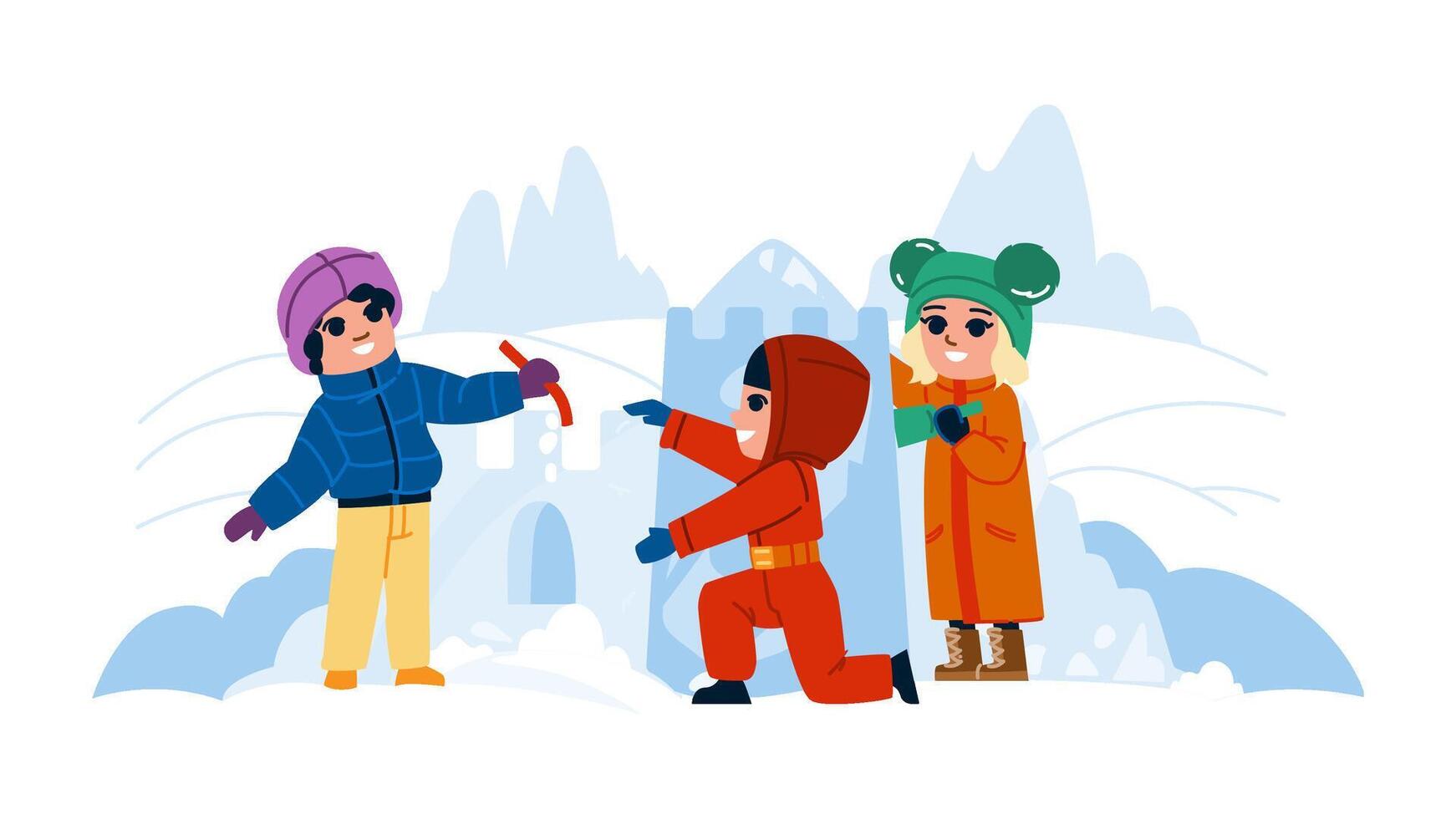 play snow fort kid vector