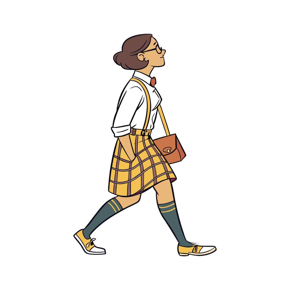 Trendy Preppy Cartoon Model 3. vector