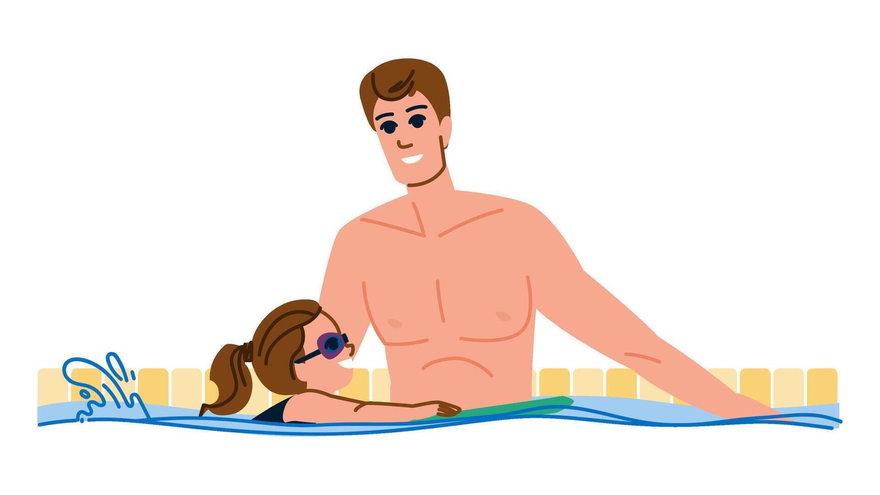 water teaching kid swim pool vector