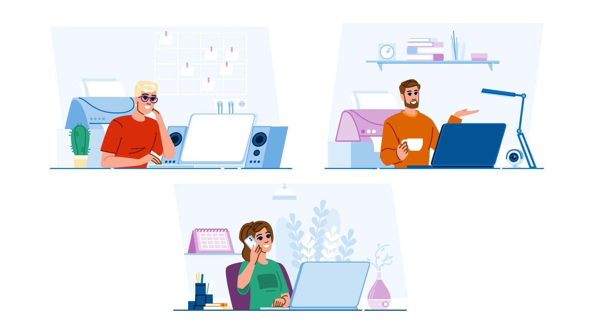 monitor remote work setup 57616020 Vector Art at Vecteezy