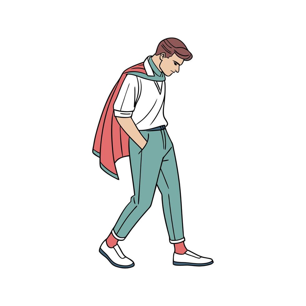 Chic Preppy College Fashion Model. vector