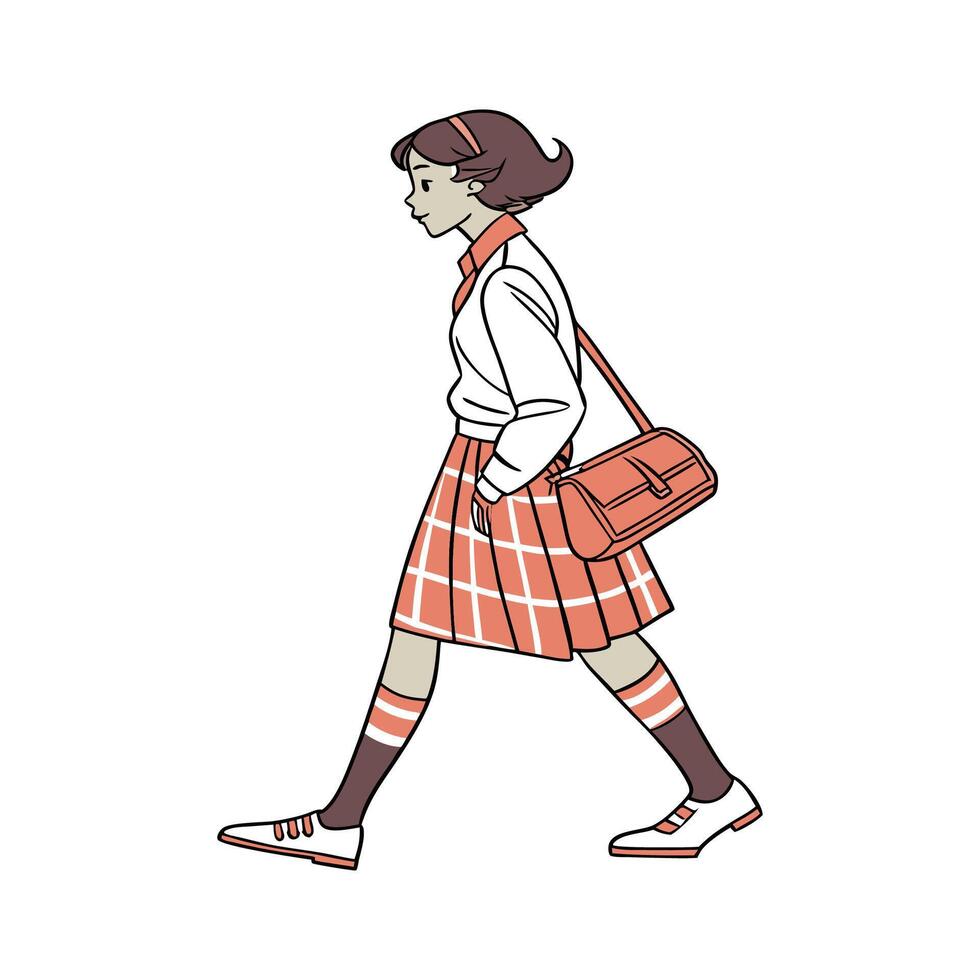 Trendy Preppy Plaid Skirt Model vector