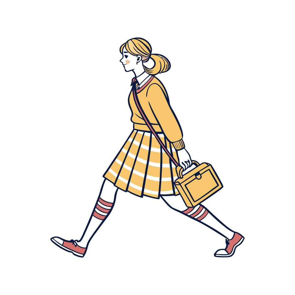 Bold Preppy Plaid Skirt Model 3. vector