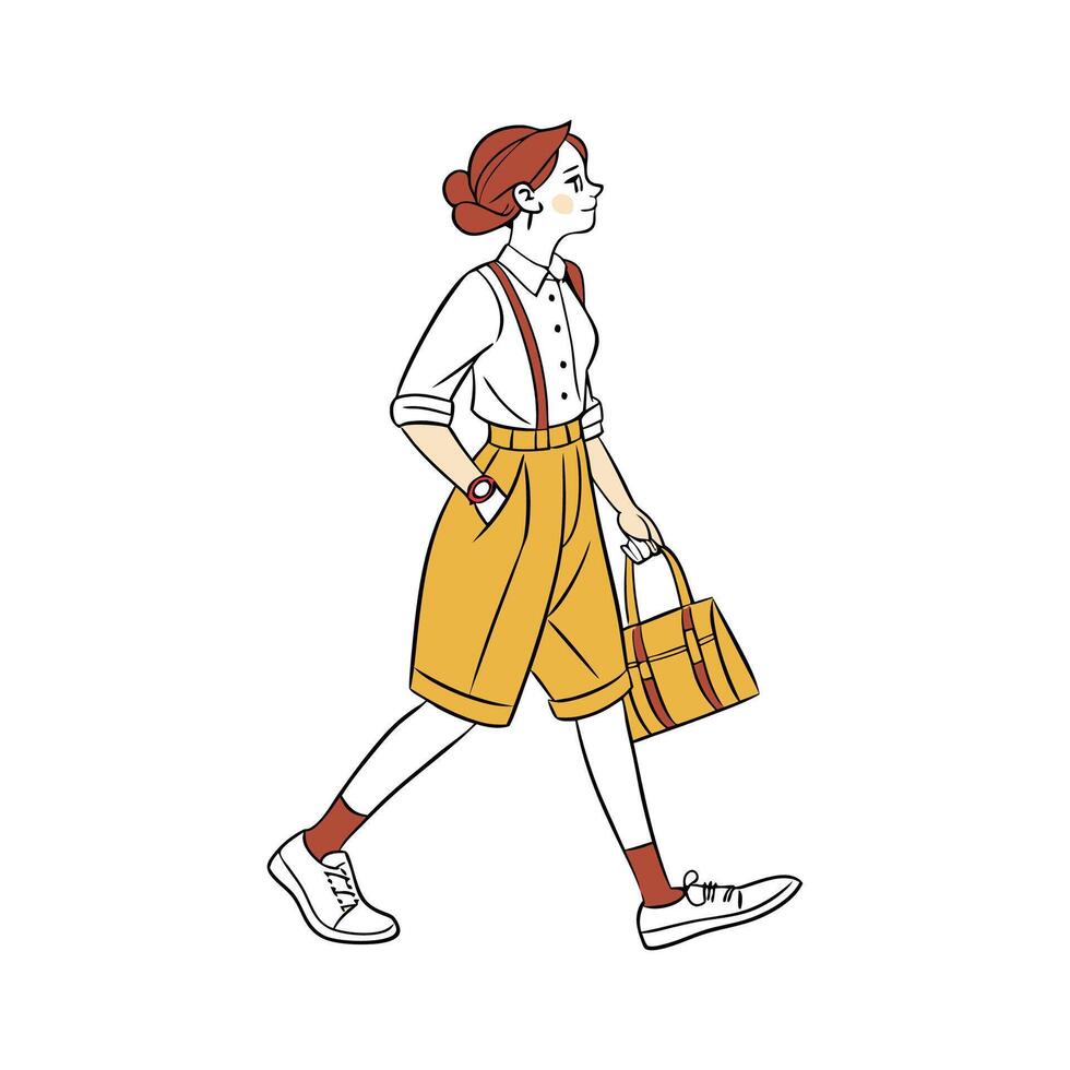 Trendy Preppy Pleated Shorts Model 1. vector