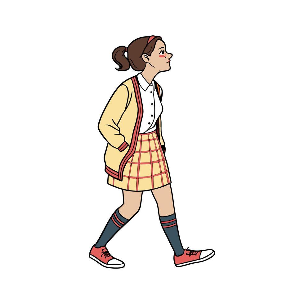 Elegant Preppy School Fashion Model. vector