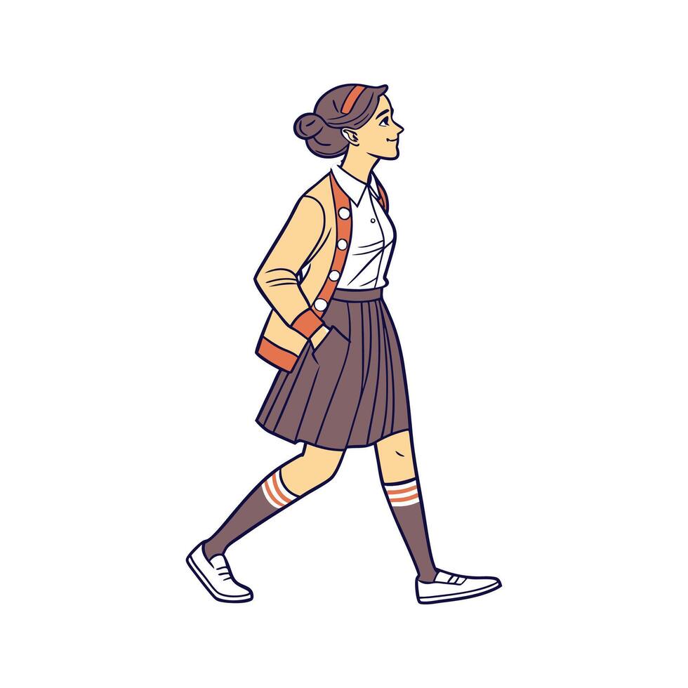 Chic Preppy School Style Model 1. vector