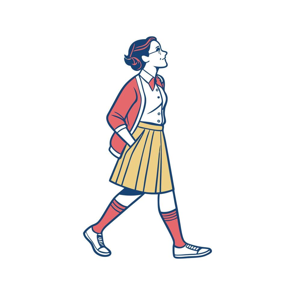 Elegant Preppy School Style Model. vector