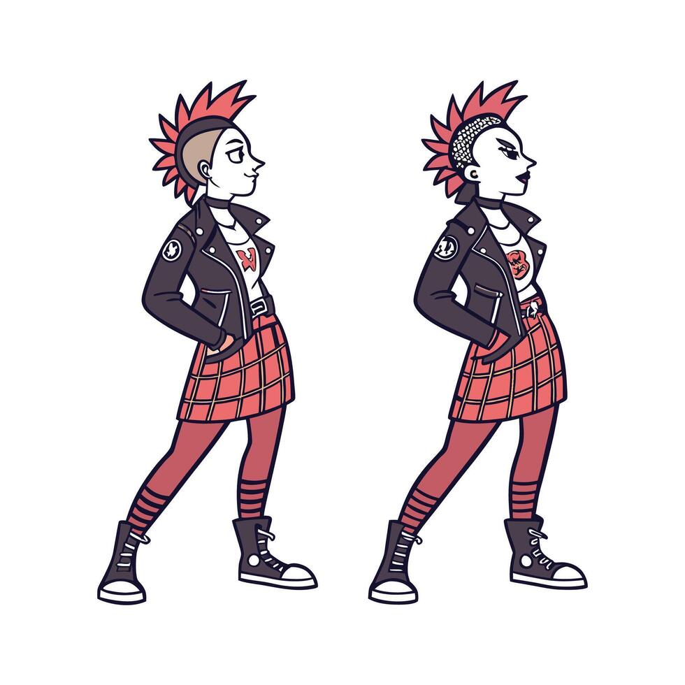 Bold Punk Rock Festival Fashion Model 2. vector