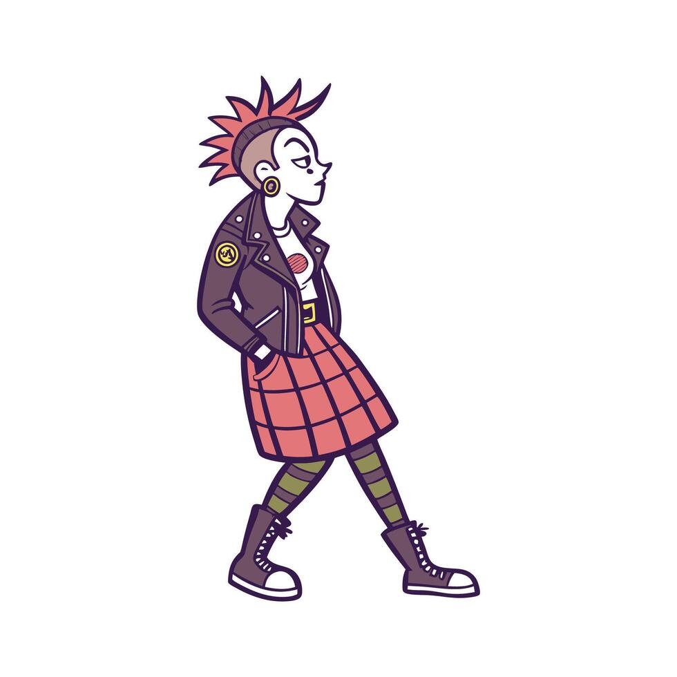 Trendy Punk Rock Festival Fashion Model 1. vector