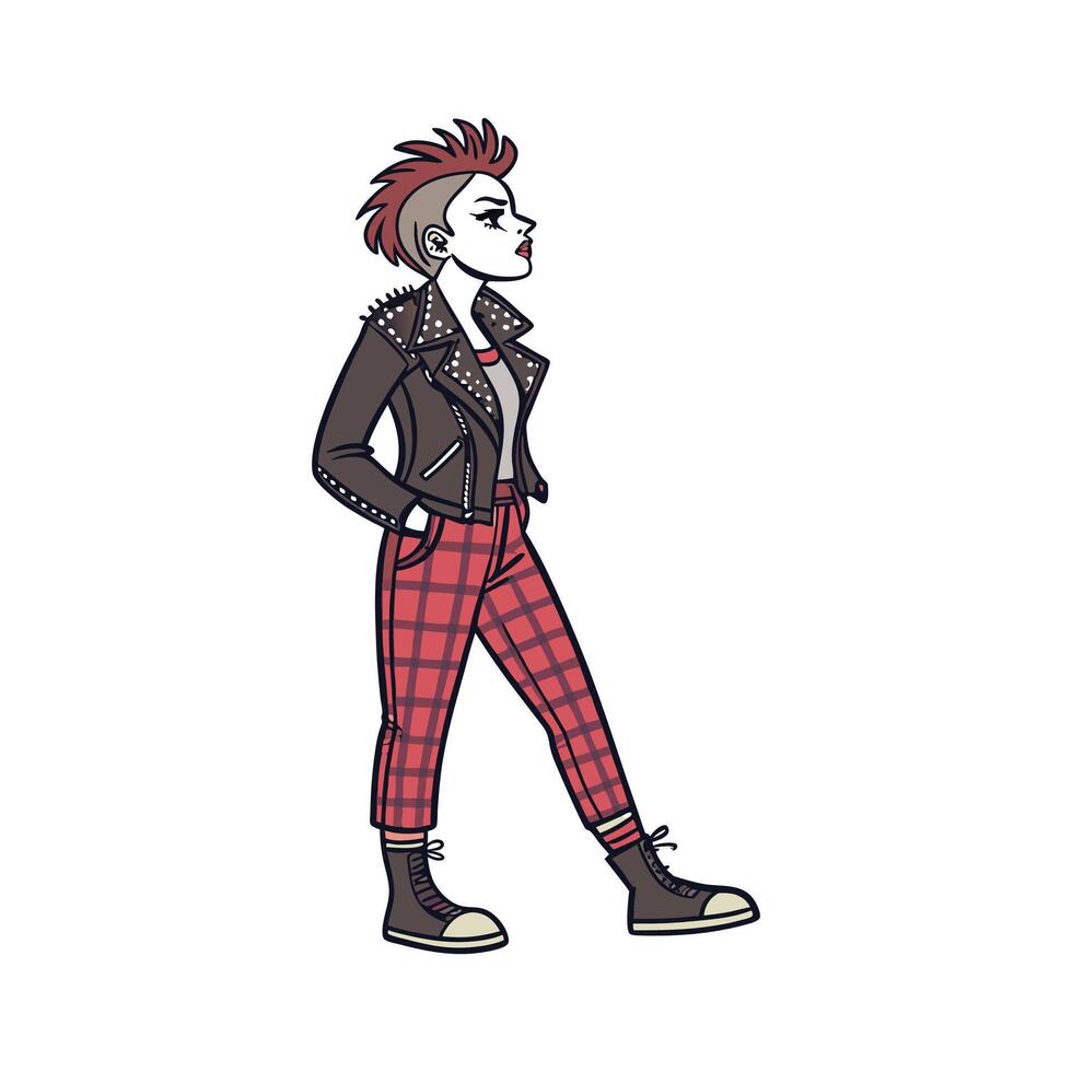 Chic Punk Rock Cartoon Fashion Model 1. vector