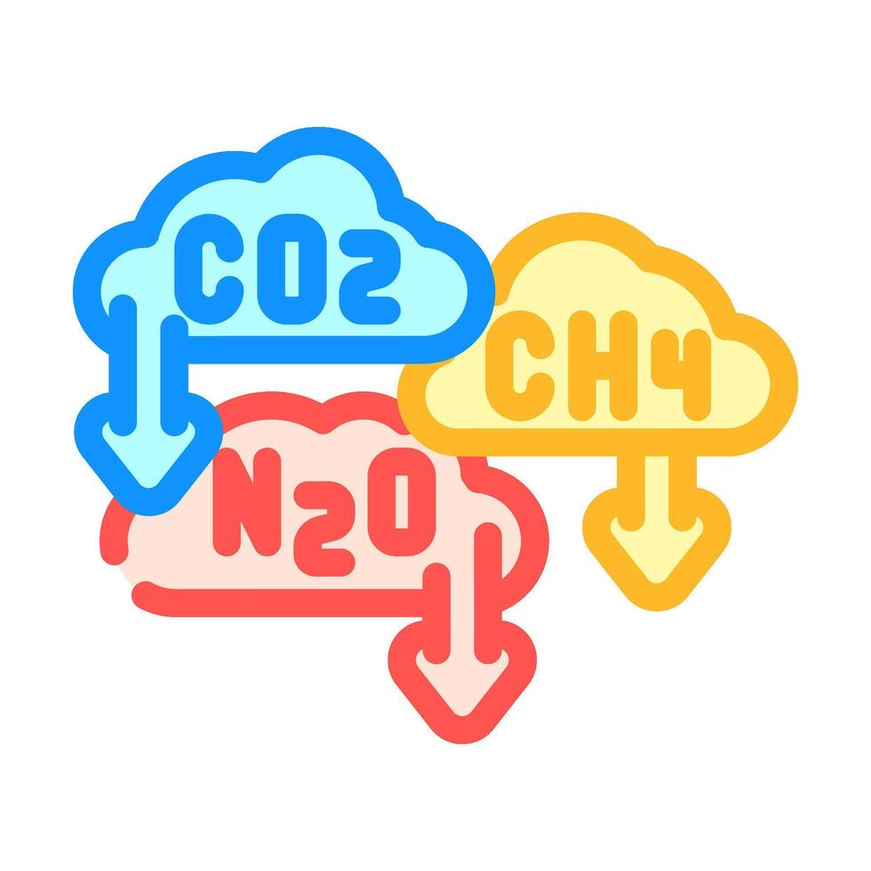 greenhouse gas reduction carbon color icon illustration vector