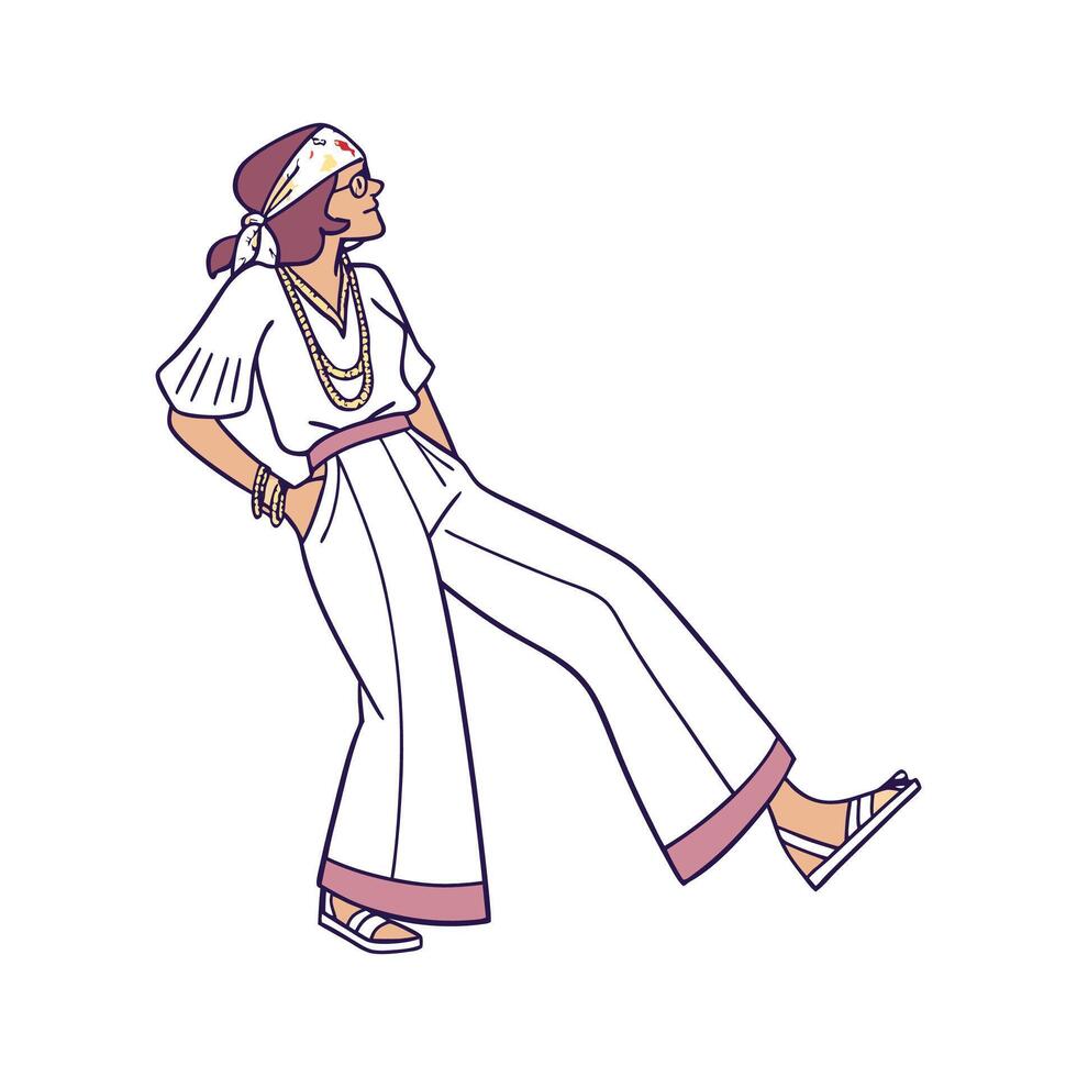 Bold Relaxed Bohemian Fashion Model 2. vector