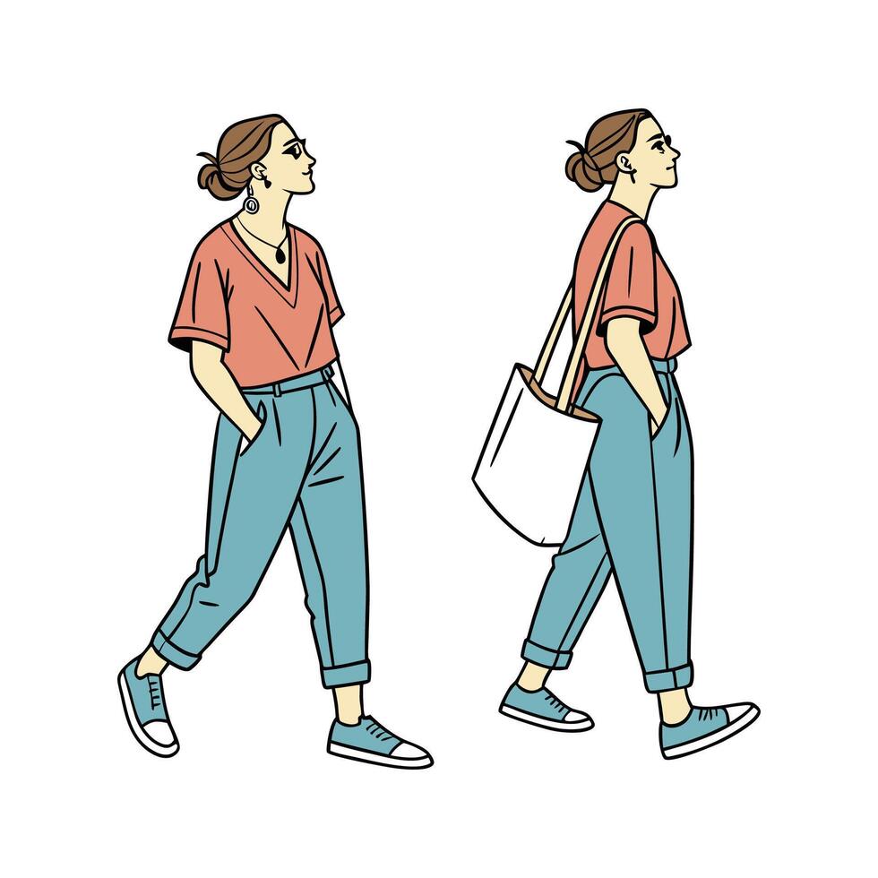 Bold Relaxed VNeck TShirt Model 2. vector