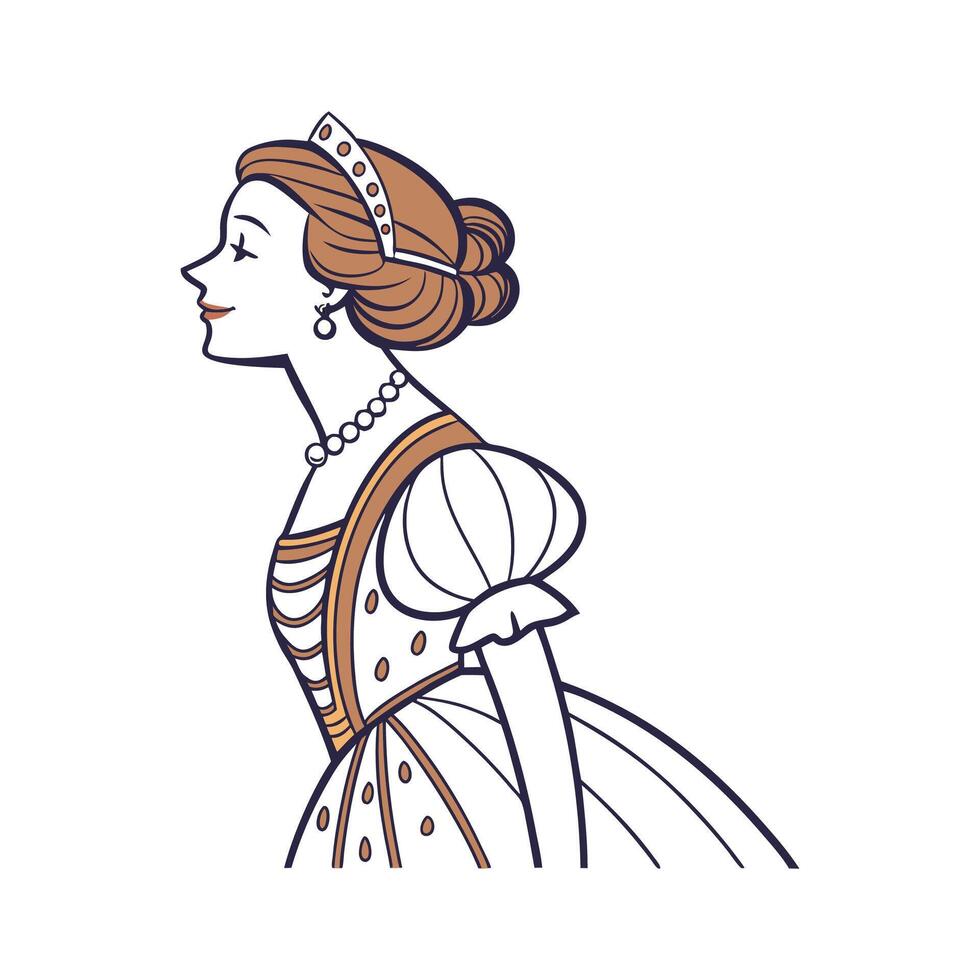 Bold Renaissance Inspired Fashion Model 3. vector