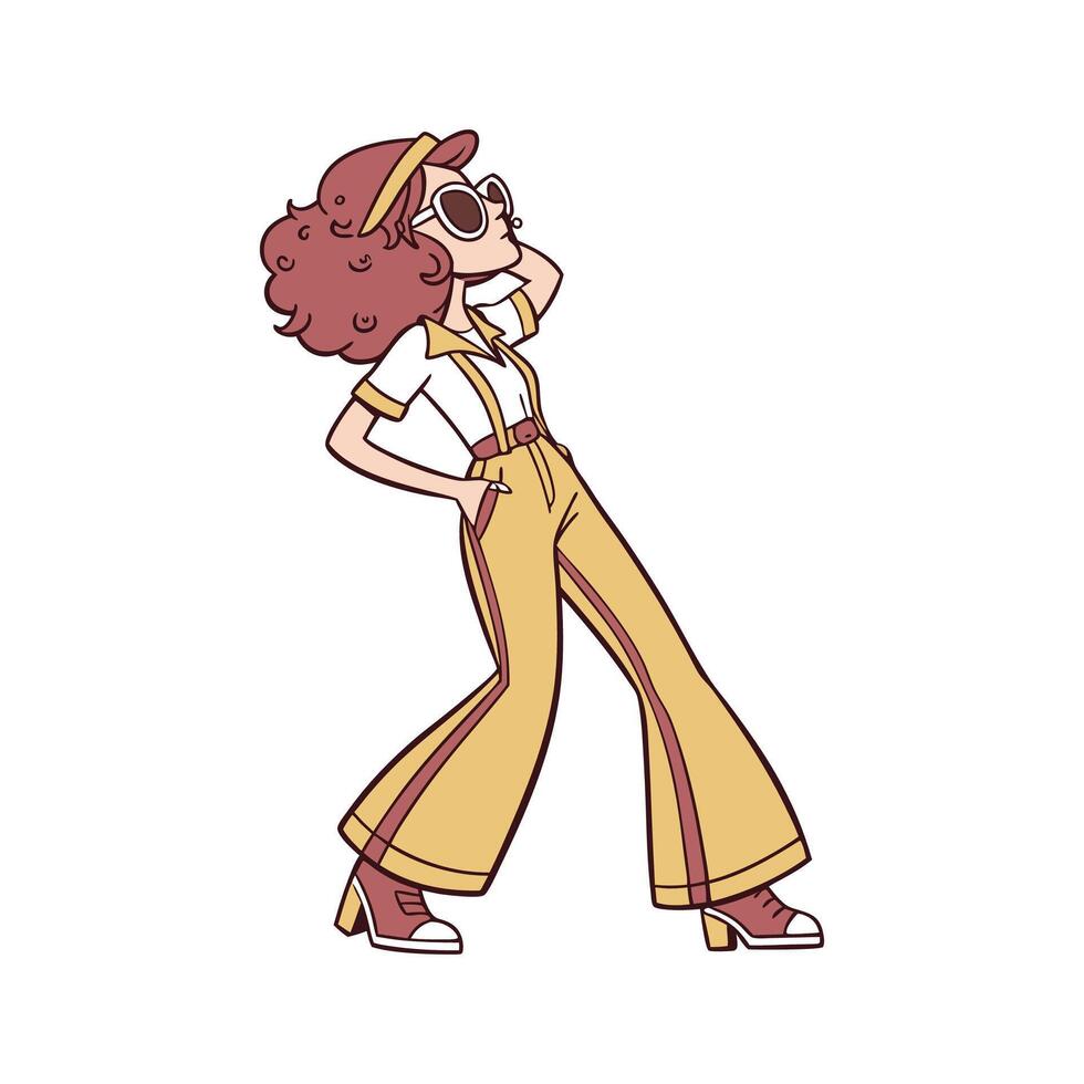 Stylish Retro 70s Fashion Model C. vector
