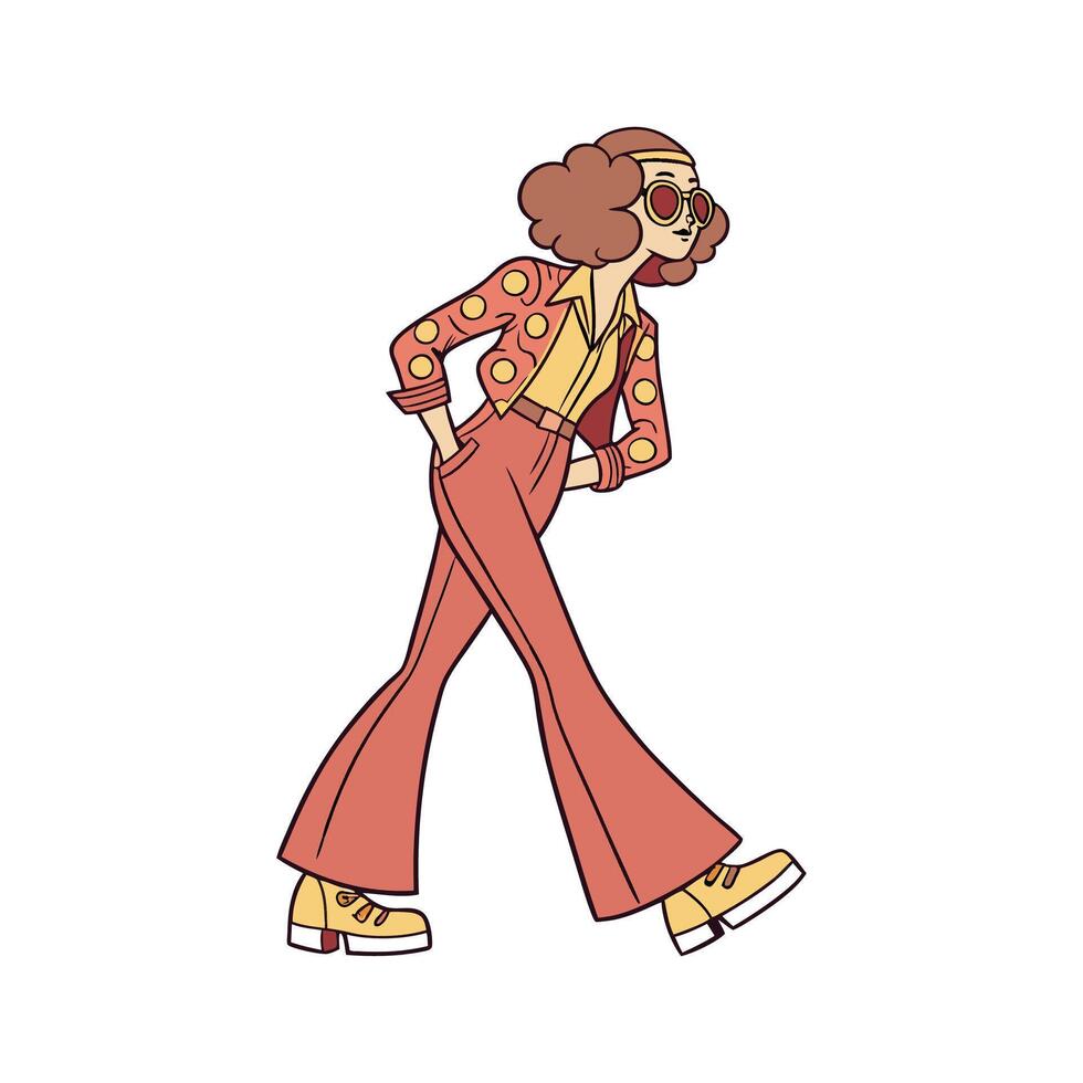 Chic Retro 70s Style Fashion Model. vector