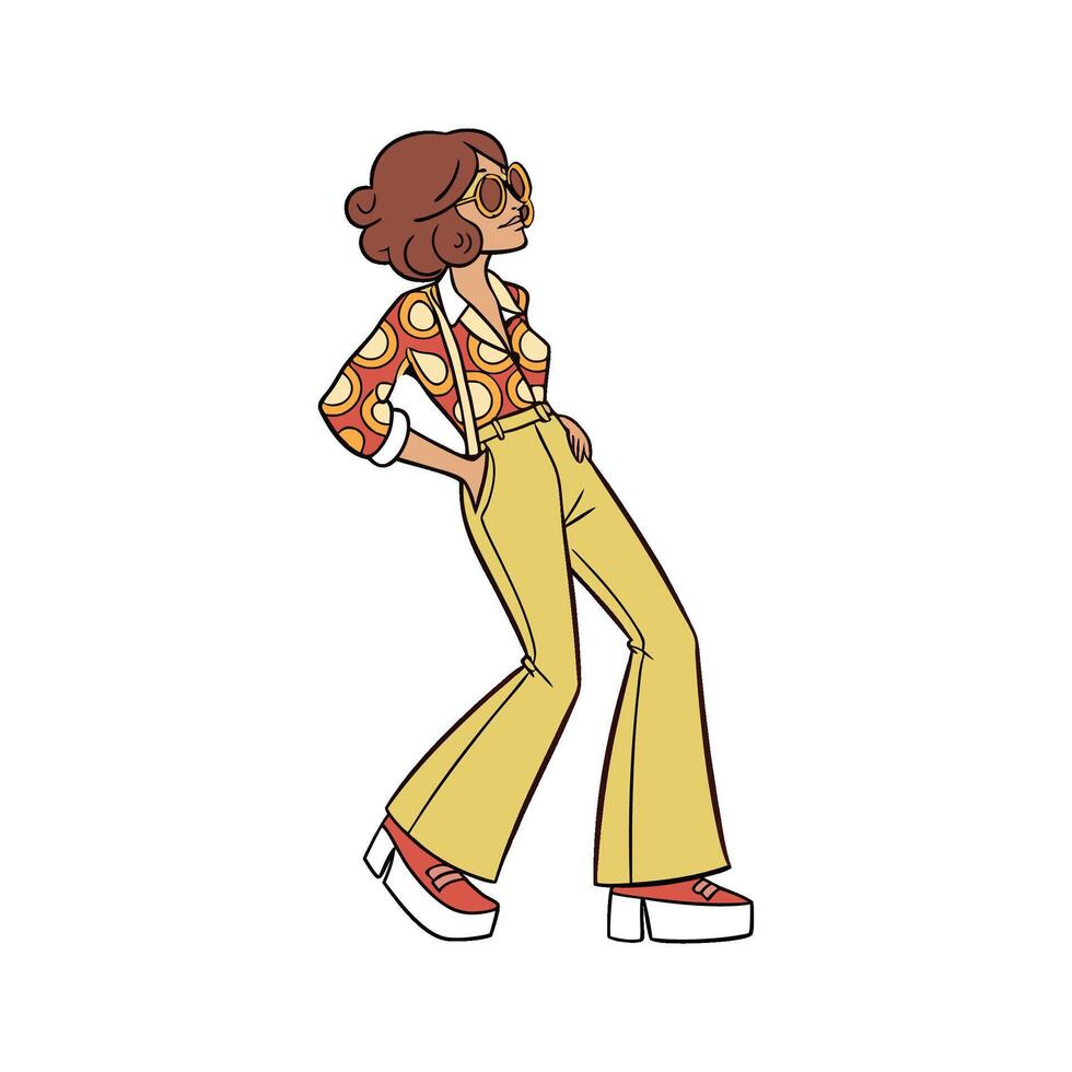 Trendy Retro 70s Style Fashion Model 1. vector